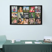 Happy Life Photo Collage Black Custom Banner (Beurs)