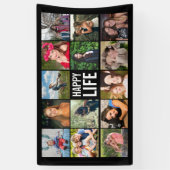 Happy Life Photo Collage Black Custom Banner (Verticaal)
