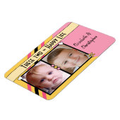 Happy life voeg 2 foto's en namen geel roze toe magneet (Linkerzijde)