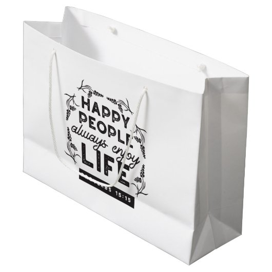 Happy Life with Faith – Proverbs 15:15 Art Groot Cadeauzakje (Voorkant Gekanteld)