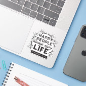 Happy Life with Faith – Proverbs 15:15 Art Sticker (Laptop met iPhone)