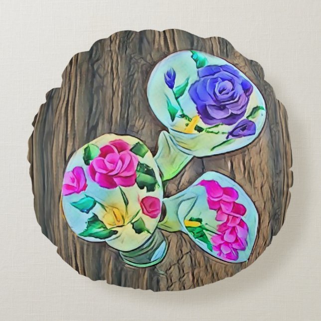 Happy Lilys Rond Kussen (Voorkant)