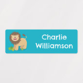 Happy Lion brullende cartoon gepersonaliseerd Labels (Design 1)