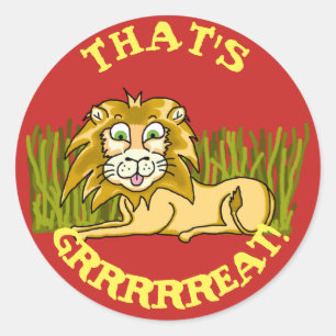 Happy Lion Classic Round Sticker
