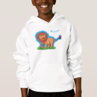 Happy lion met vlinderse cartoon illustratie