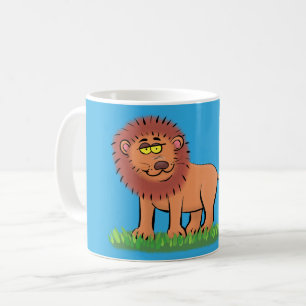 Happy lion met vlinderse cartoon illustratie koffiemok