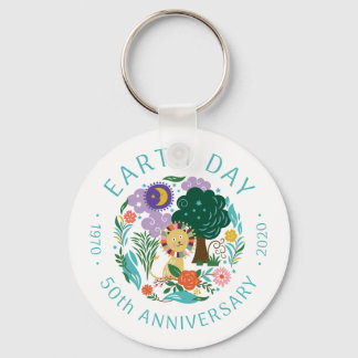 Happy Lion Natuur Whimsical Earth Day 2020 50th Sleutelhanger