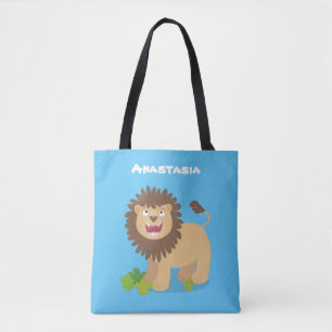 Happy lion Roaring cartoon illustratie Draagtas