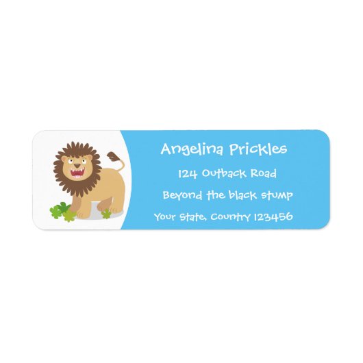 Happy lion Roaring cartoon illustratie Etiket (Voorkant)