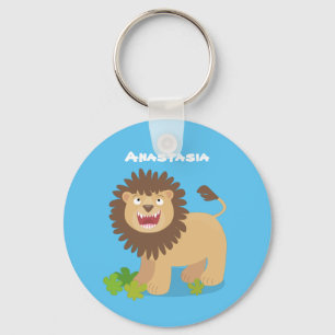 Happy lion Roaring cartoon illustratie Sleutelhanger