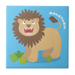 Happy lion Roaring cartoon illustratie Tegeltje