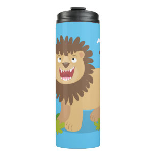 Happy lion Roaring cartoon illustratie Thermosbeker