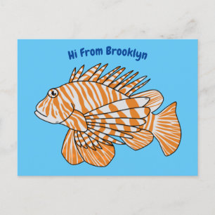 Happy lionfish cartoon illustratie briefkaart