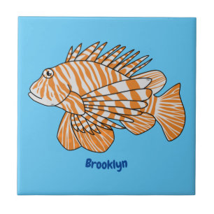 Happy lionfish cartoon illustratie tegeltje