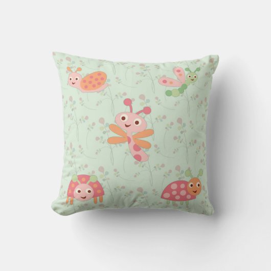 Happy Little Bugs Nursery Kids Coussin (Recto)