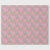 Happy Little Hippos en Flowers Cadeaupapier (Vlak)