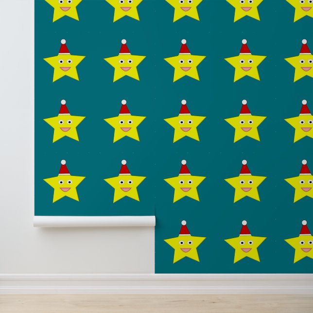 Happy Little KerstStar Patterned Behang (Applicatie)