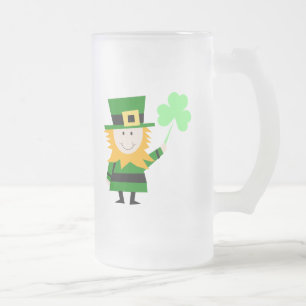 Happy Little Leprechaun Frosted Glass Mok