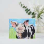 Happy Little Pig Painting Briefkaart (Staand voorkant)