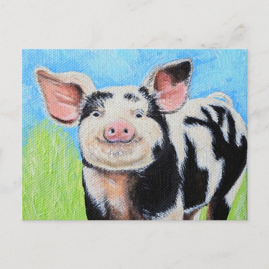Happy Little Pig Painting Briefkaart (Voorkant)
