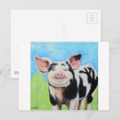 Happy Little Pig Painting Briefkaart (Voorkant / Achterkant)