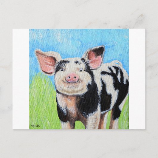 Happy Little Pig Painting Briefkaart (Voorkant)
