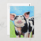 Happy Little Pig Painting Briefkaart (Voorkant / Achterkant)