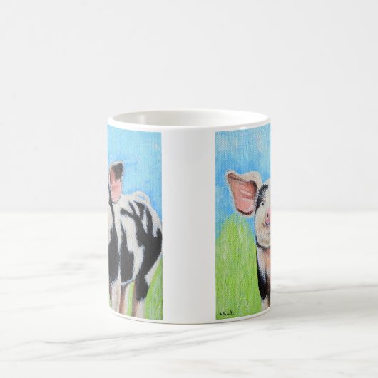 Happy Little Pig Painting Coffee Mok (Center)