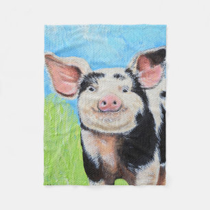 Happy Little Pig Painting Fleece Deken