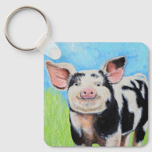 Happy Little Pig Painting Sleutelhanger