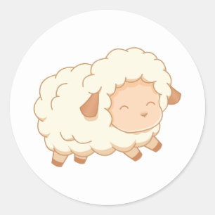 Happy Little Sheep Ronde Sticker