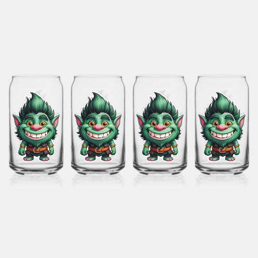 Happy Little Troll Chibi illustratie Blikvorm Glas (Voorkant)
