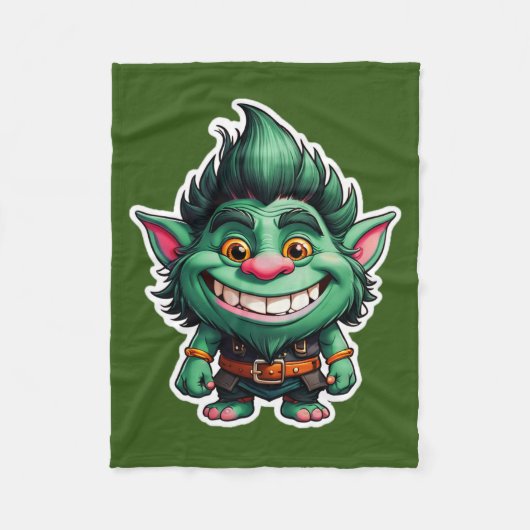 Happy Little Troll Chibi illustratie Fleece Deken (Voorkant)