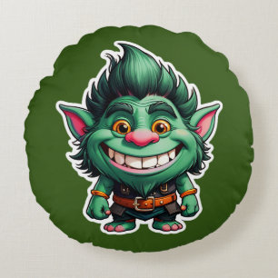 Happy Little Troll Chibi illustratie Rond Kussen
