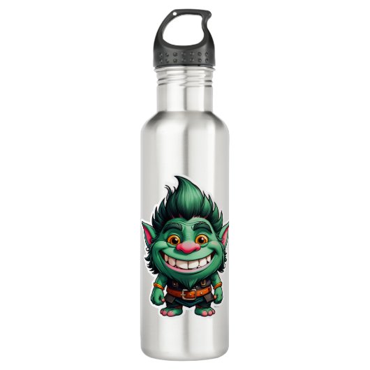 Happy Little Troll Chibi illustratie Waterfles (Voorkant)