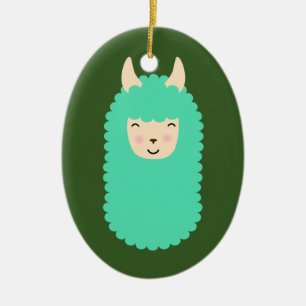 Happy Llama Emoji Keramisch Ornament