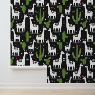 Happy Llama Pattern Behang