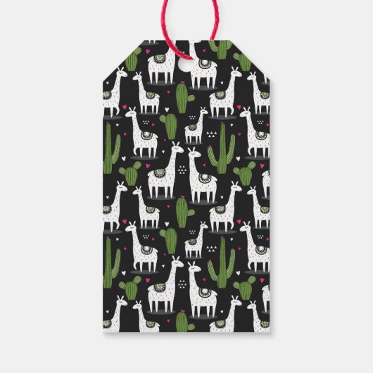 Happy Llama Pattern Cadeaulabel (Achterkant)