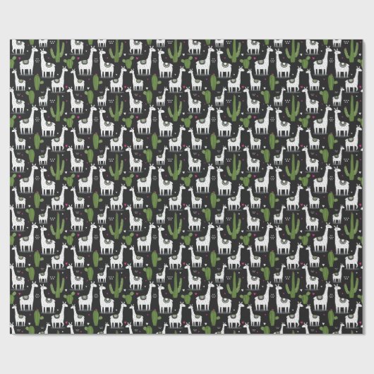 Happy Llama Pattern Cadeaupapier (Vlak)