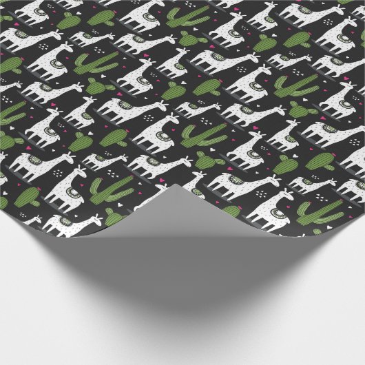 Happy Llama Pattern Cadeaupapier (Hoek)