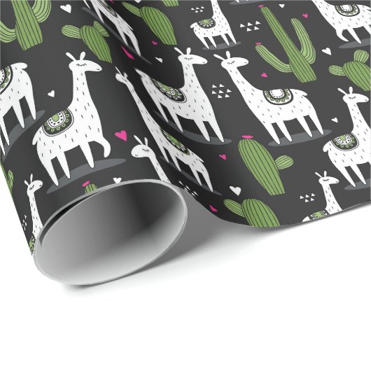 Happy Llama Pattern Cadeaupapier (Rol Hoek)