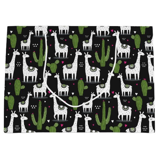 Happy Llama Pattern Groot Cadeauzakje (Voorkant)