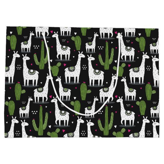 Happy Llama Pattern Groot Cadeauzakje (Achterkant)