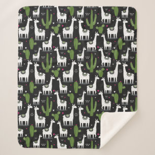 Happy Llama Pattern Sherpa Deken