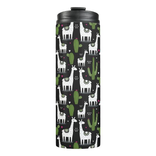 Happy Llama Pattern Thermosbeker (Voorkant)