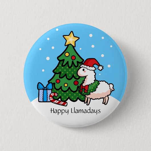 Happy Llamadays Ronde Button 5,7 Cm (Voorkant)