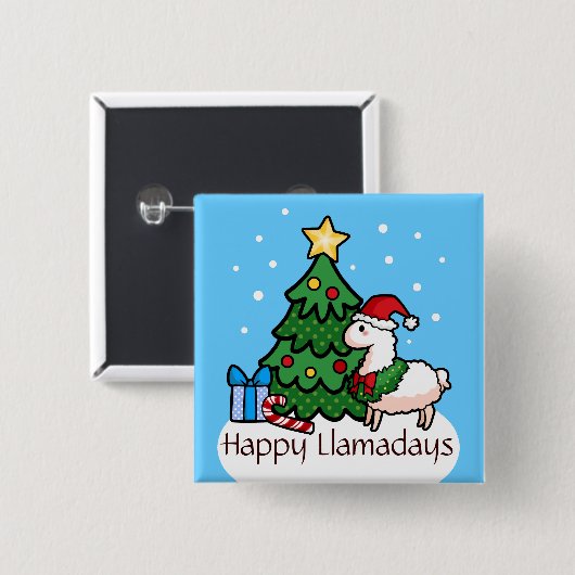 Happy Llamadays Vierkante Button 5,1 Cm (Voorkant /achterkant)