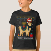 Happy Llamakah Funny Ugly Hanukkah Sweater Llama P T-shirt (Voorkant)