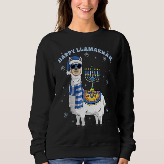 Happy Llamakkah Hanukkah Llama Chanukah Alpaca Gir Trui (Voorkant)
