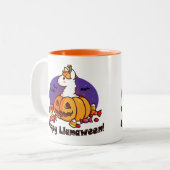 Happy Llamaween Tweekleurige Koffiemok (Voorkant links)